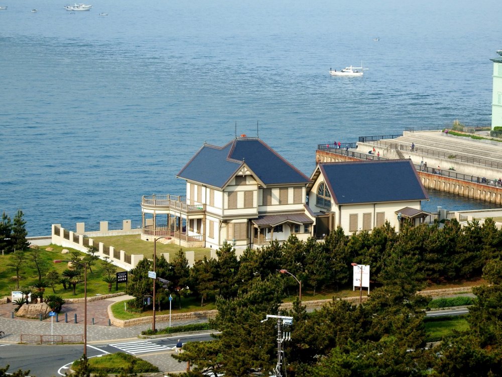 Former Muto Sanji residence viewed from the Seaside Hotel Maiko Villa