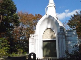 Atypical of Japanese religious structures, this one reminded me of white steeple churches.  I love the way the shadows fell on the building and ground. 