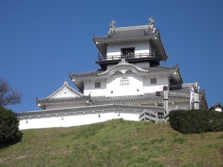 The castle is perched on a hill overlooking the town