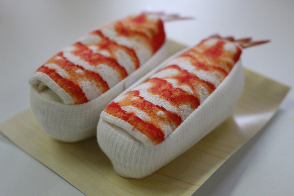 Shrimp Sushi Socks - they almost look like real sushi pieces!