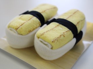 A close-up of the egg Sushi Socks