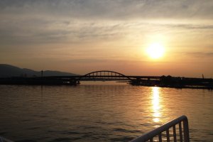 Sunrise over Kobe as the overnight ferry arrives from Takamatsu