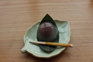 This is kudzu manju with red bean paste in the core