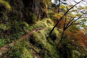 The hike to the mountain lodge follows a beautiful varied path