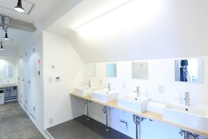 En-suite sinks and toilets in the dormitory