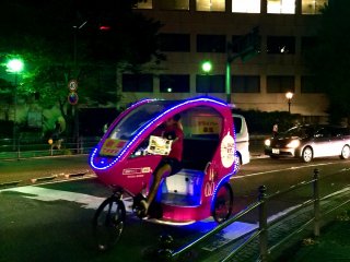 Colorfully-lit Yokohama Cyclopolitain taxi