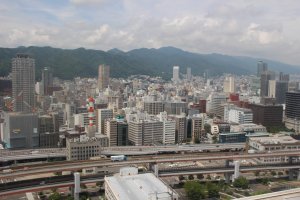 A view of Kobe and surrounding mountains