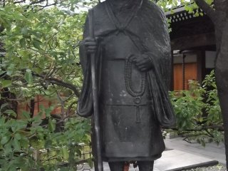 A statue of a Buddhist pilgrim