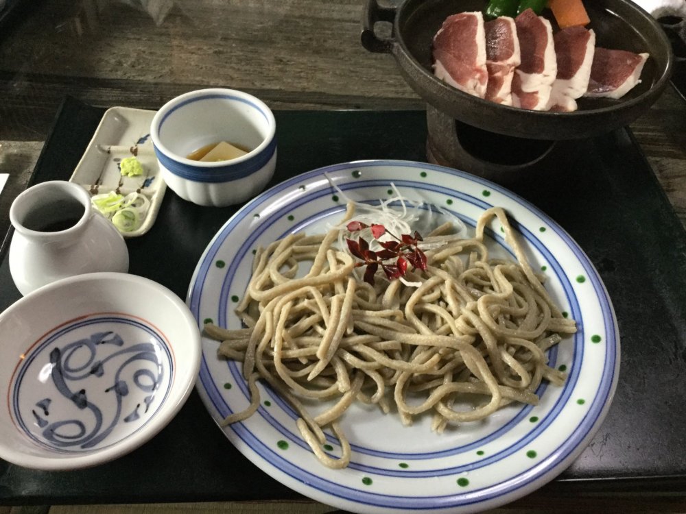 The best the house has to offer: cold soba with duck grilled at the table.