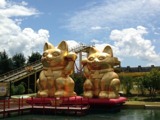 Lucky cats welcome you to the park