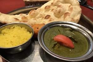 Tasty, colorful, and reasonably priced meal sets - this was the saag curry