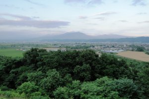 The view of Furano and Daisetsuzan National Park from the Wine House