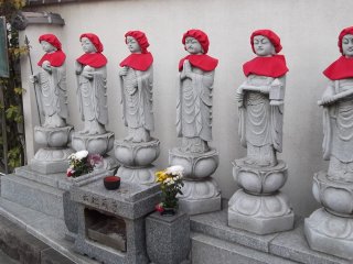 I think these are Jizo statues, the guardian deity of children