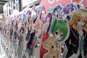 Some of the many cardboard cutouts at AnimeJapan 2014.