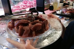 Fresh platter of tuna sashimi to be shared