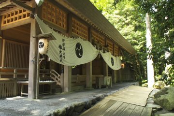 The main worship hall of Tsubaki Taisha Shrine