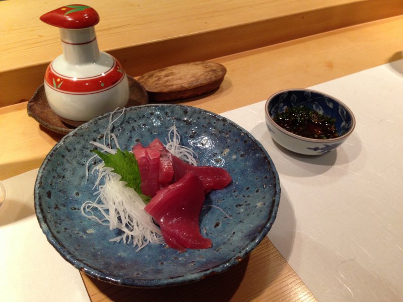 <p>Super fresh bonito sashimi to start with</p>