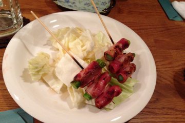 <p>Asparagus wrapped in bacon</p>