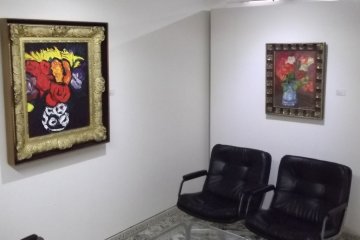 <p>Paintings from the permanent collection upstairs, and seats to rest on</p>