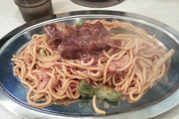 <p>A Sendai special - napolitan with gyutan stew.</p>