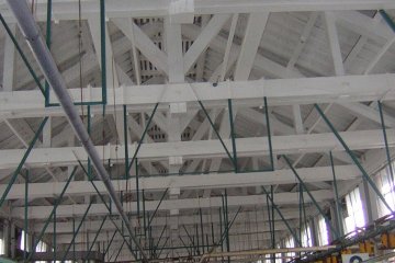 <p>The ceiling of the silk reeling factory</p>