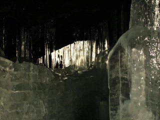 There&#39;s a lot of natural ice in the cave, but some ice is also brought here for storage.