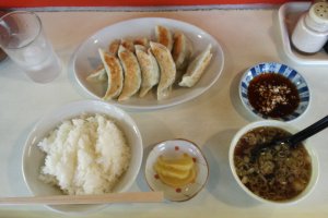 The gyoza meal is tasty and satisfying