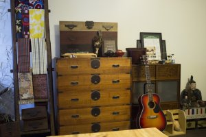 A tansu on display in the cafe