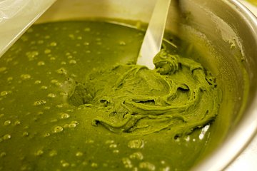 <p>Creamy matcha paste ready to be used in the pastries.&nbsp;</p>