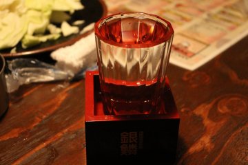 <p>The Nihonshu&nbsp;is served in a small bowl filled with alcohol!&nbsp;</p>