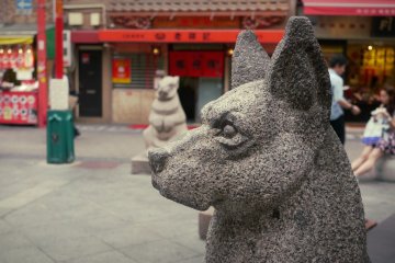 <p>A dog statue in the main street.</p>