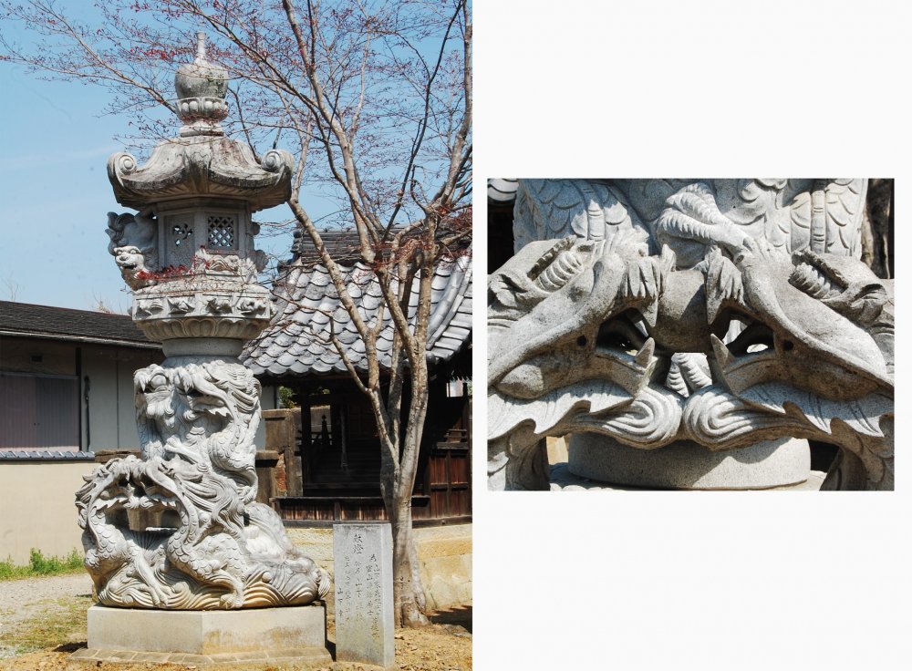 Bên cạnh ngôi chùa, các công trình khác như bức tượng rồng này là một trong những điểm thu hút ở chùa Sagami.