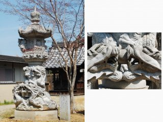 Bên cạnh ngôi chùa, các công trình khác như bức tượng rồng này là một trong những điểm thu hút ở chùa Sagami.