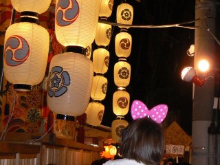 Lanterns hanging on a Gion float
