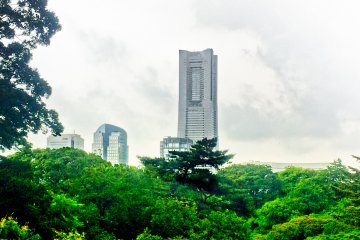 Despite the cloudy weather, a clearly visible Yokohama Landmark Tower