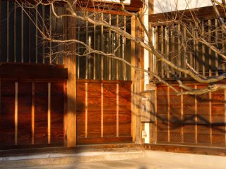 The sunlight created wonderful shadows onto the old wooden structures.
