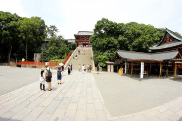 <p>This is a very wide view of Hachimangu&nbsp;Shrine and the people visiting.&nbsp;</p>
