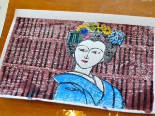 My completed woodblock print of a &#39;Maiko&#39; (apprentice Geisha).