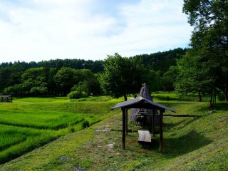 The farmland within Furusato Mura is still worked traditionally