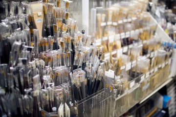 <p>Lapis Design &amp; Art Supply stocks a variety of brushes for different purposes, including a wide variety for painting with inks</p>