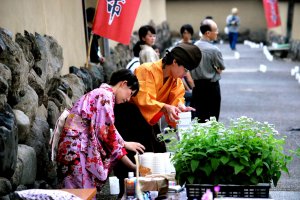 Event staff preparing for the coming night on a Samurai street in Ichijodani Asakura Ruins
