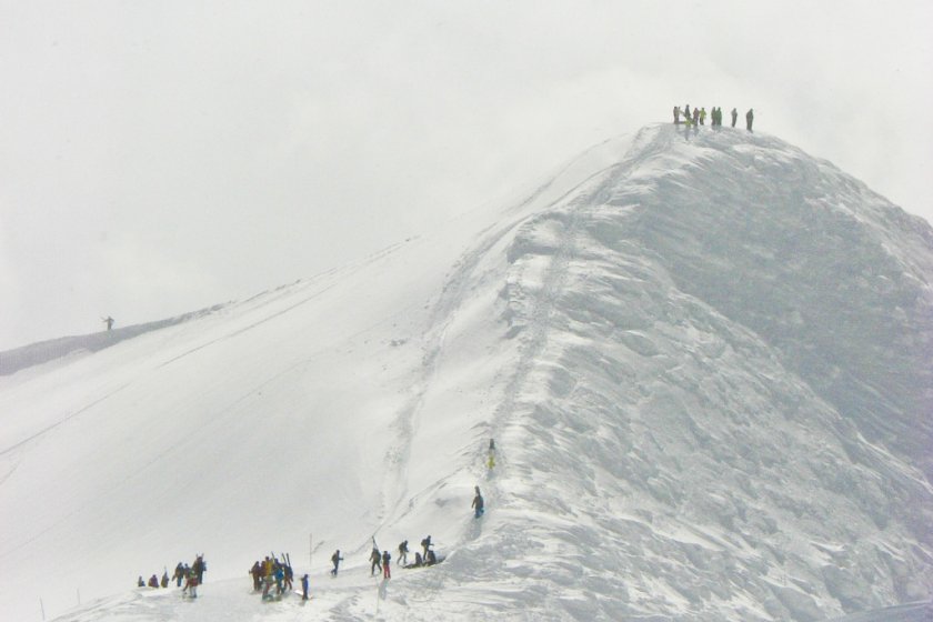 Climbing the peak of Mount Annupuri