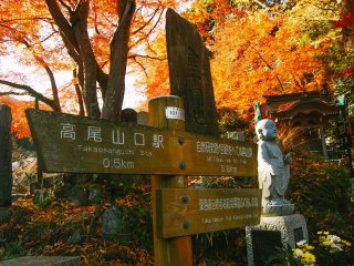 Petunjuk jalan yang senantiasa membantu Anda menuju puncak Takaosan. Petunjuk ini dapat dijumpai di banyak lokasi.