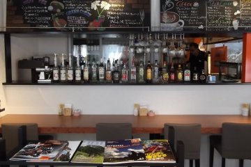 <p>The view of the bar from my table</p>