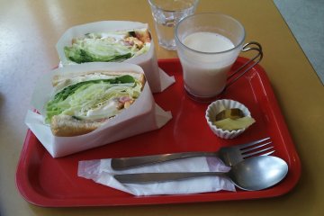<p>The first part of the set meal - here a clubhouse sandwich and pumpkin soup</p>