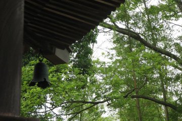 The roof of the pagoda with a silent bell hanging