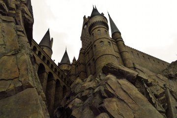 <p>Hogwarts from the waiting line for The Forbidden Journey ride</p>