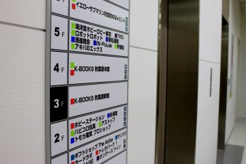 <p>The shop is accessible via several flights of stairs, escalators, or the elevator</p>