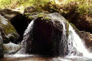 Водопад, стпрятанный в лесу, возле Хаякава
