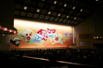 <p>The Bunraku stage. I was only allowed to take a photograph because it was the intermission. Taking photos during the play is forbidden.&nbsp;</p>
